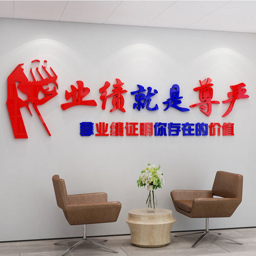 业绩尊严公司办i公会议室团队企业文化标语激励志立体墙贴背景装