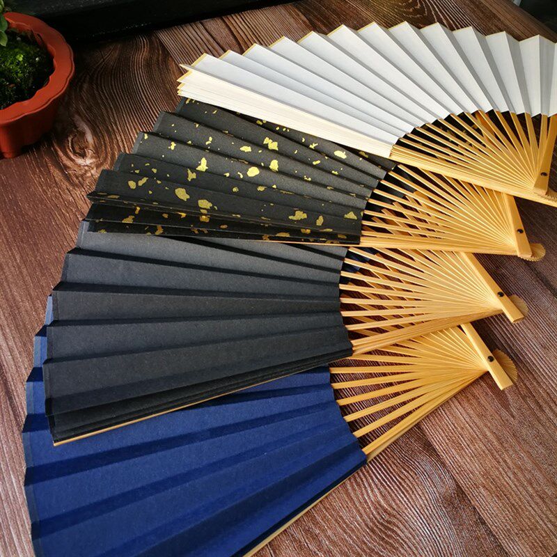 7寸8寸95寸18方水磨玉竹宣纸折扇竹扇骨空白洒金超薄Y扇面文玩扇
