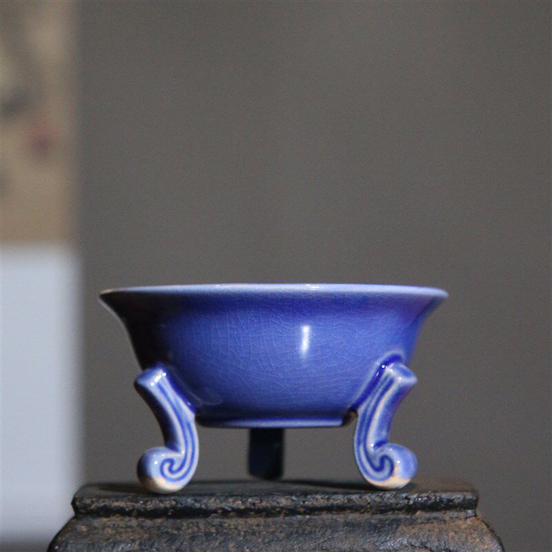 紫砂花盆b陶瓷盆景盆仿古青瓷开片汝窑青铜器新品文堂盆