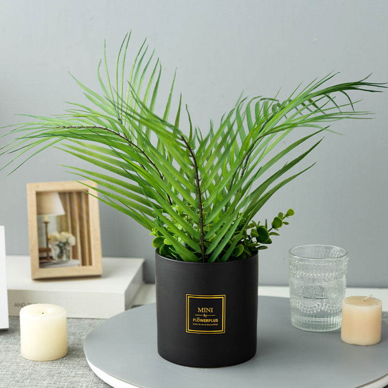 仿真花假花绿植长粽叶豆瓣叶绢花客厅餐桌茶几装饰花艺.盆栽摆件