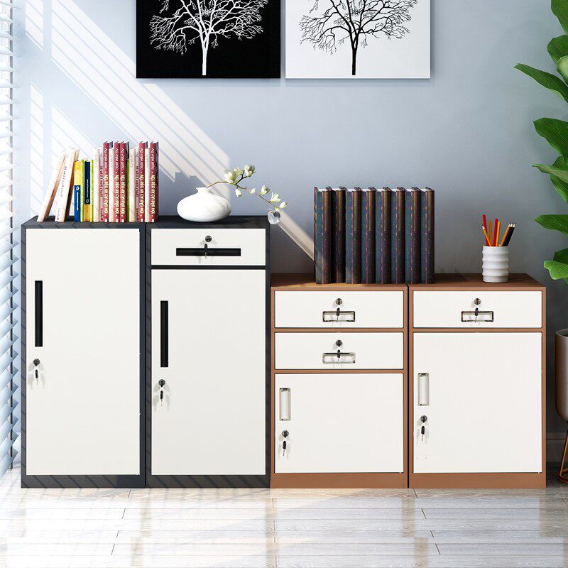 办公室铁皮文件柜带锁资料抽屉小矮柜桌I下柜移动收纳储物柜四抽