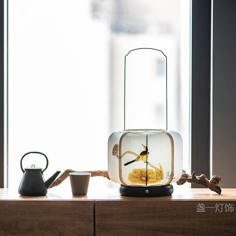 宋风新中式手绘充电复古台灯