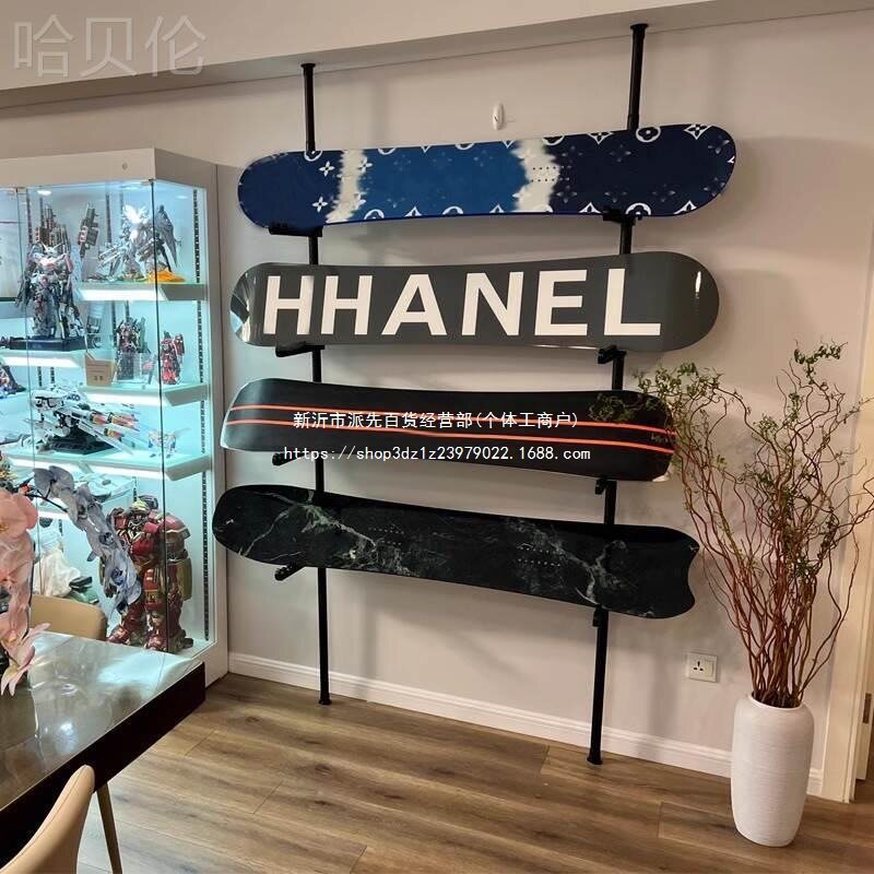 落地板壁双翘滑雪板展示长板橱窗支架多层滑陈列配件收纳挂架摆放