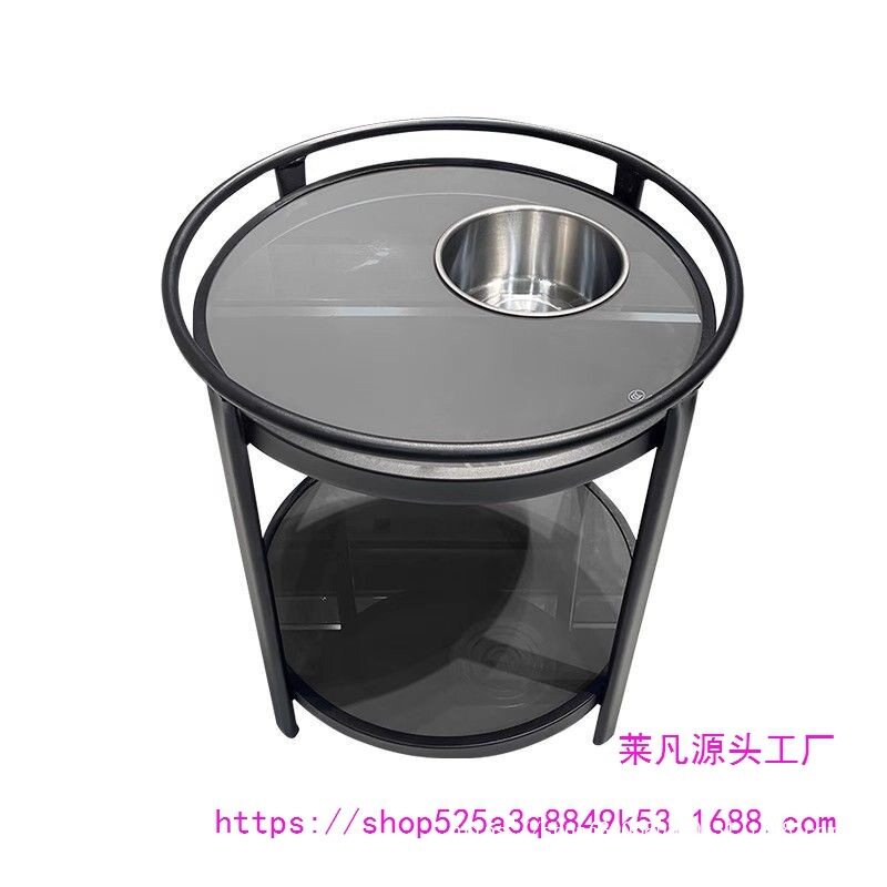 麻将机茶几带烟缸可移动双层