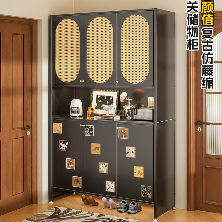 钢制藤编玄关隔断储物鞋柜
