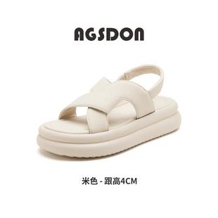 旗艦款 女2024夏季 新款 外穿小個子厚底增高沙灘 薏爾康清倉真皮凉鞋