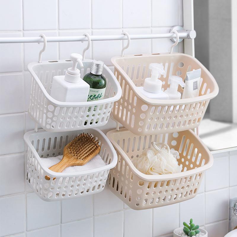 家用可挂式收纳篮浴室挂篮卫生间塑料洗澡篮子收纳筐壁挂置物篮