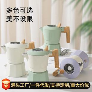 高颜值户外露营便携摩卡壶家用双阀咖啡壶复古风浓缩咖啡器具 新款