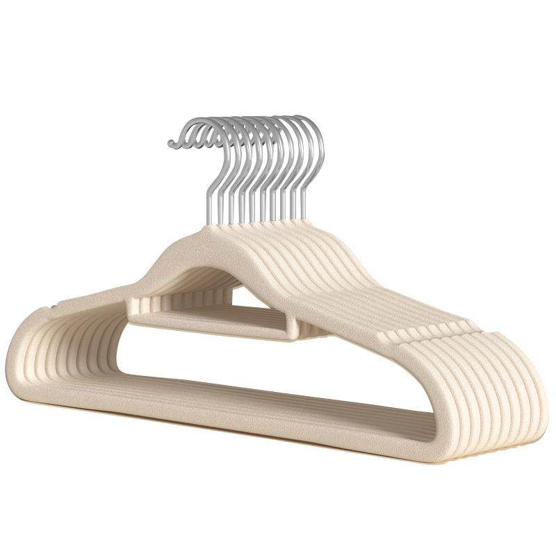 植绒衣架白色10支耐用收纳防滑晾衣架环保内衣晾晒外套整理