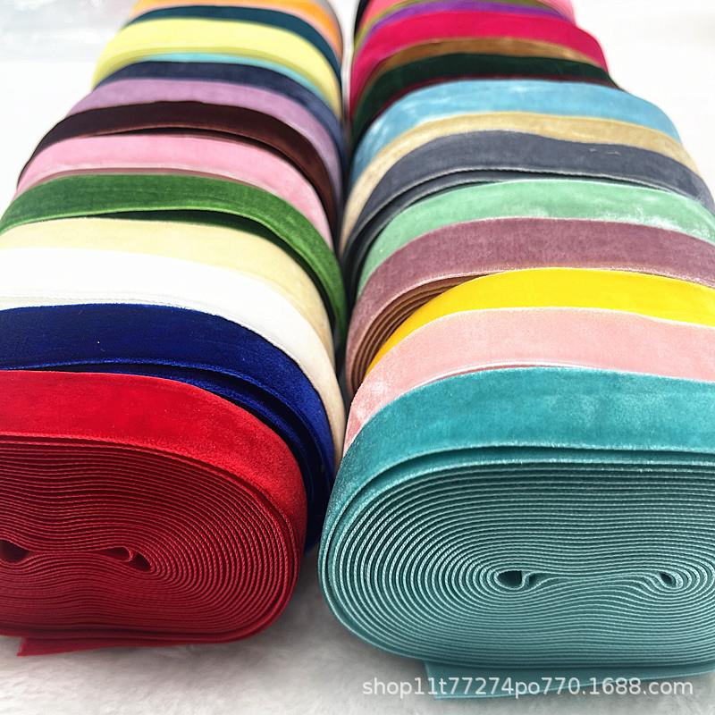 厂家15mm手工丝带礼品包装单面植绒带葱带天鹅绒丝带DIY装饰