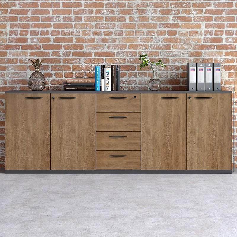 办公室文件柜矮柜木质储物柜资料柜打印机柜收纳柜落地茶水柜带锁