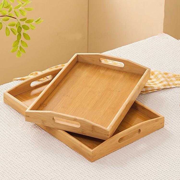 竹木托盘长方形茶盘家用水杯托盘实木月子端餐盘商用烧烤盘面包盘