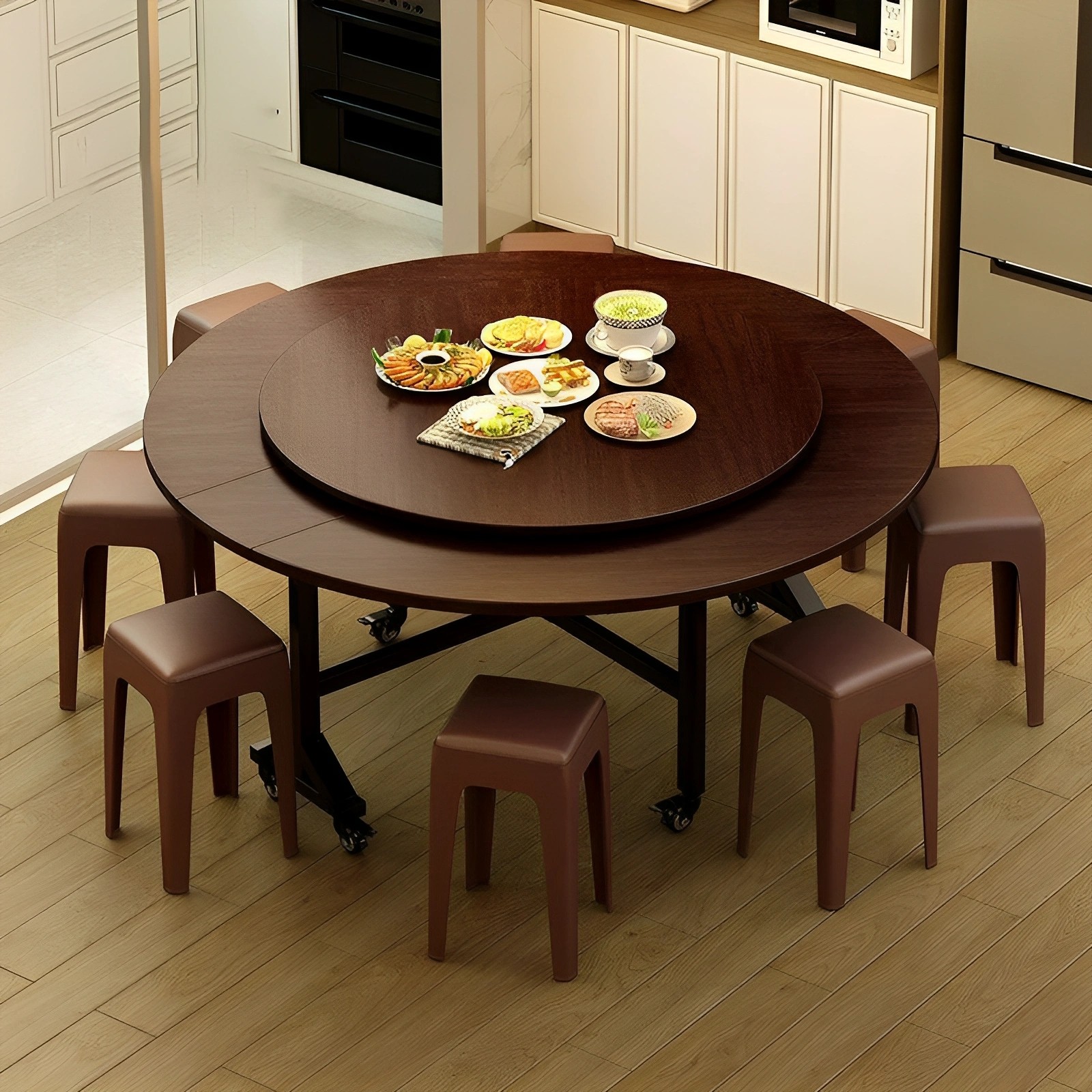 德国进口折叠圆桌家用小户型可折叠圆形餐桌饭桌酒店10人大圆桌子,住宅家具,板木餐桌,淘宝优惠券,粉丝福利购,淘宝优惠卷