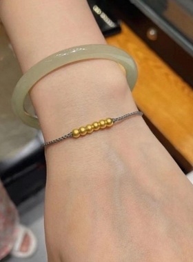 纯手工红绳手链女小金珠情侣款