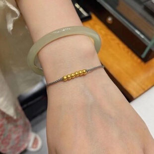 纯手工编织幸运本命年红绳手链女巨细小金珠好运珠情侣款闺蜜手绳