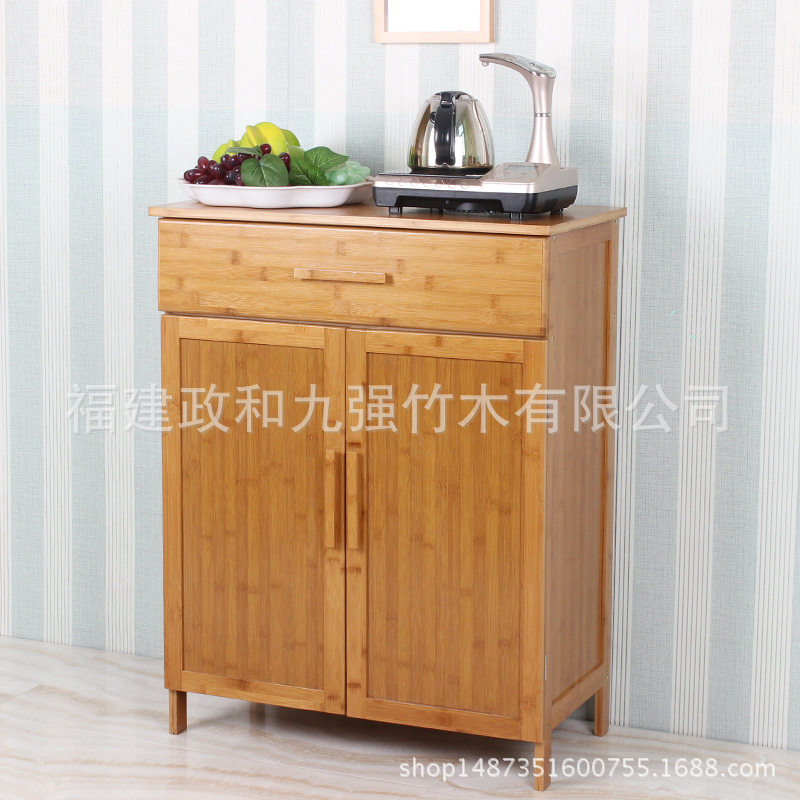 九强竹质带门厨房储物柜