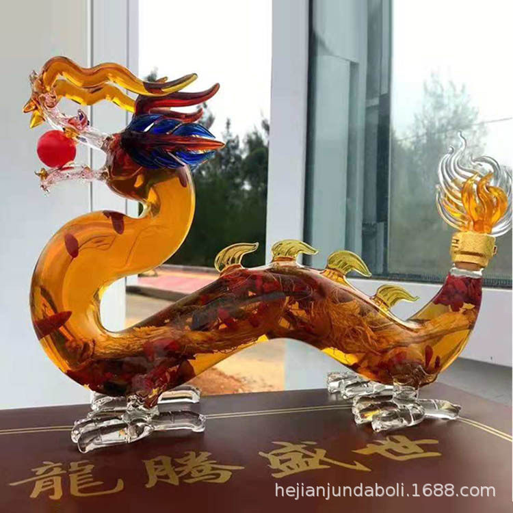 厂家供应龙行工艺酒瓶十二生肖动物酒瓶动物造型瓶龙型酒瓶玻璃瓶