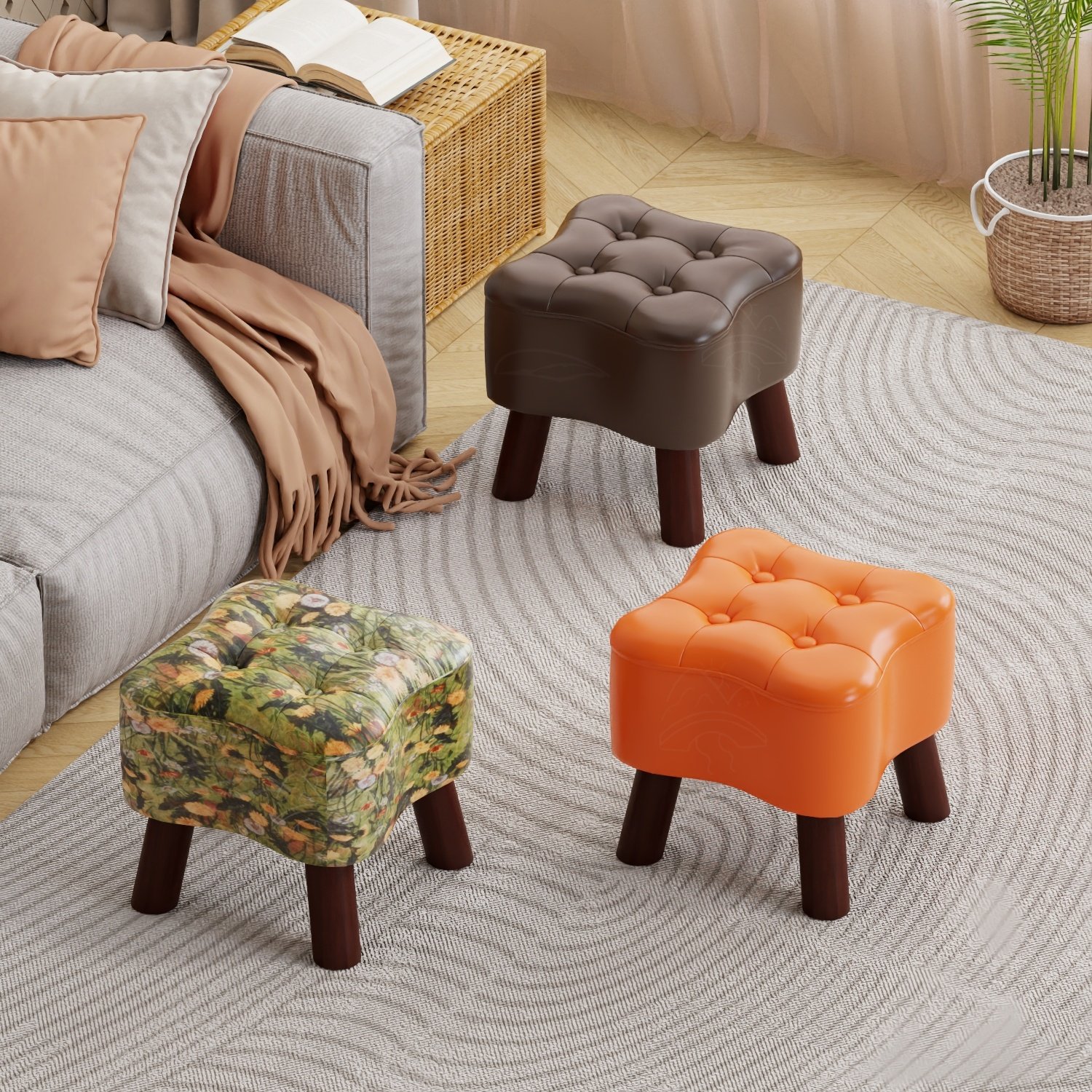 实木小凳子家用门口矮凳客厅沙发茶几凳软包板凳垫脚凳圆凳换鞋凳,住宅家具,矮凳,淘宝优惠券,粉丝福利购,淘宝优惠卷