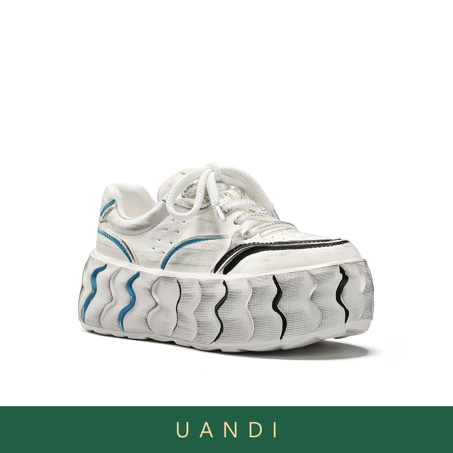 原创25年秋冬厚底时尚白色涂鸦