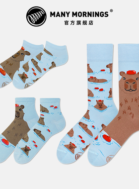 【赵露思同款】Many Mornings水豚中筒袜卡皮巴拉男不对称袜子女