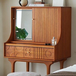 2026北欧实木梳妆台斗柜家用一体化妆书桌二合一卧室小型储物收纳