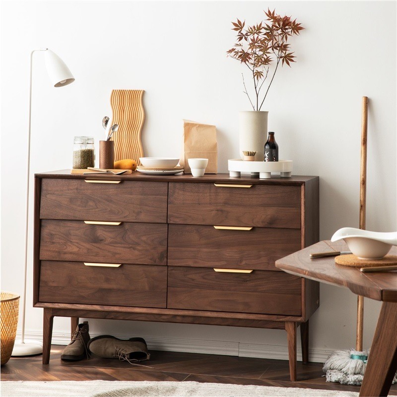 北美黑胡桃木全实木六斗柜现代樱桃木原木卧室多功能储物收纳斗柜
