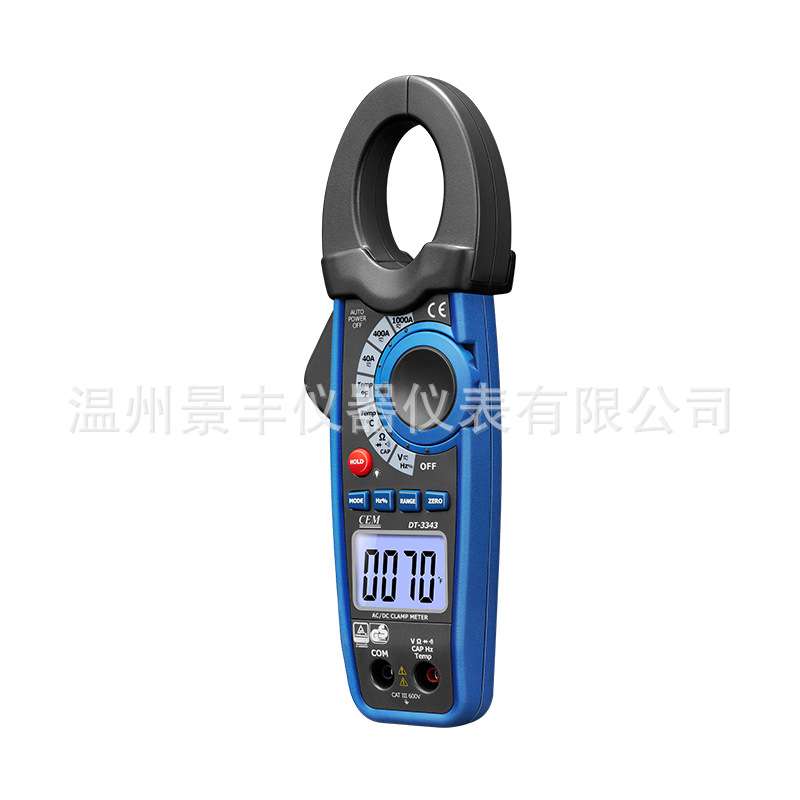 CEM华盛昌DT-3343交直流1000A大钳口钳形表电阻电容频率温度测试