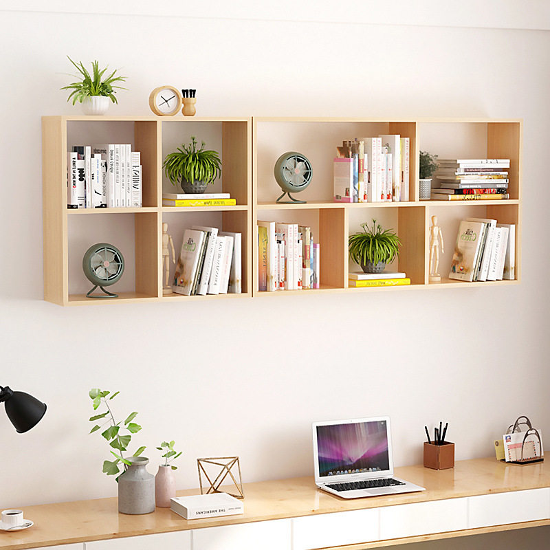 墙上置物架墙壁储物柜子壁挂收纳吊柜卧室壁柜北欧简约实木书架