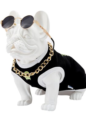 法斗犬摆件塑料道具狗坐姿卧室酒柜书架装饰促Q销动物工艺品摆设