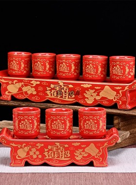 佛堂供酒杯e敬酒杯三供杯三连杯财神杯陶瓷家用佛台净水杯土地祖