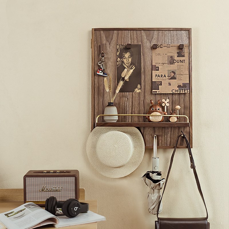 胡桃木电表箱盒多媒体箱遮挡装饰画竖款配电闸箱T挂画开门式实木