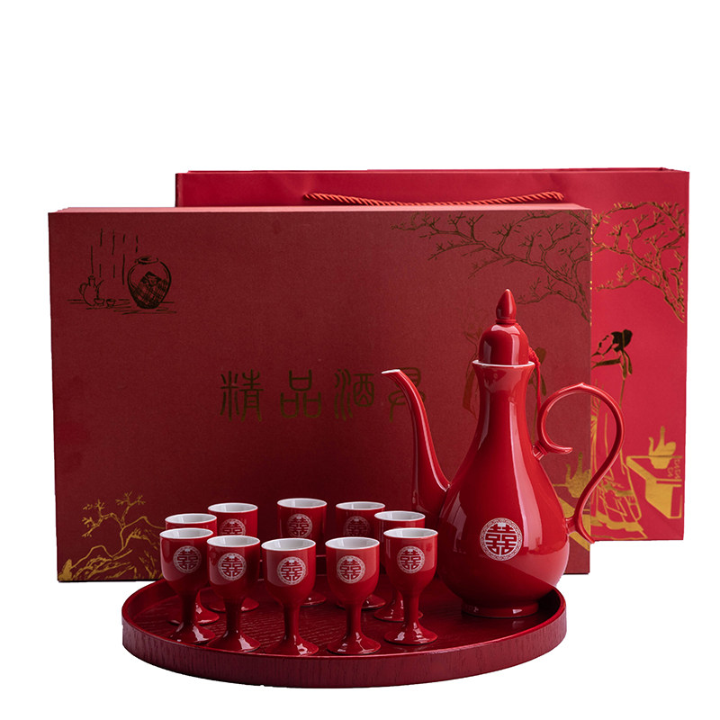 结婚酒具敬酒杯i对杯陶瓷红色复古酒壶套装白酒杯中式婚礼喜庆用,节庆用品/礼品,喜碗/敬茶杯,淘宝优惠券,粉丝福利购,淘宝优惠卷
