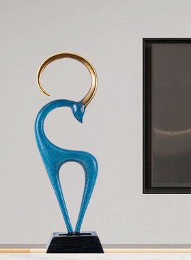 鹿雕塑摆件客厅玄关壁龛电视柜两边大型J落地轻奢高级感艺术装饰