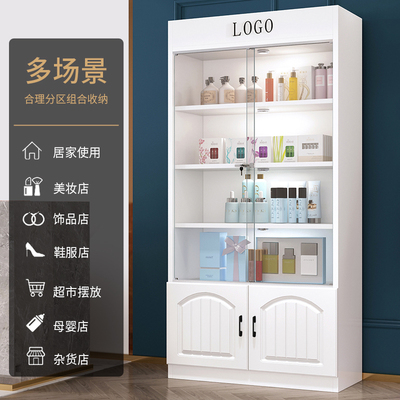 化妆品展示柜多层烟n酒架玻璃门货架带锁手办陈列柜美容院产品货