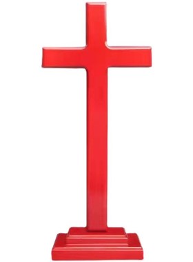 鲜红色实木十字架摆件 木质结婚礼品桌面客厅摆Y件 送礼物品