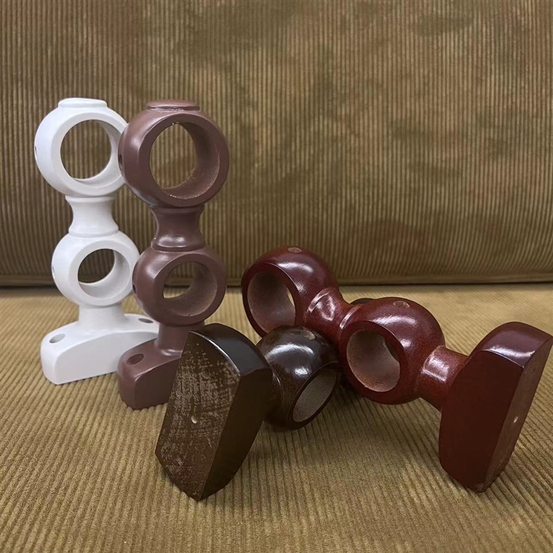 35老式窗帘双托架罗马杆大小孔支架固定支撑架双码实木.配件孔距5