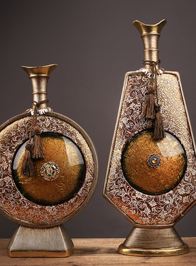 欧式树脂花瓶h创意玄关摆件电视柜摆设装饰品客厅样板间美式工艺