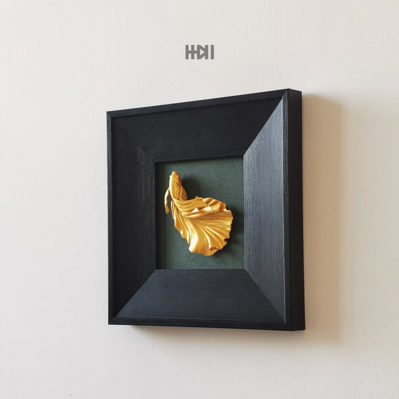 一加一轻奢树脂手工立体浮雕雕H塑装饰画《斗鱼》挂画摆台图片
