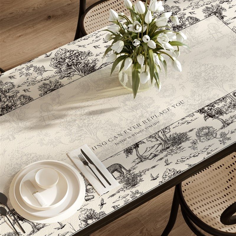 呼啸山林桌布轻奢高n级感复古皮革餐桌垫防水防油茶几免洗隔热垫,居家布艺,桌布,淘宝优惠券,粉丝福利购,淘宝优惠卷