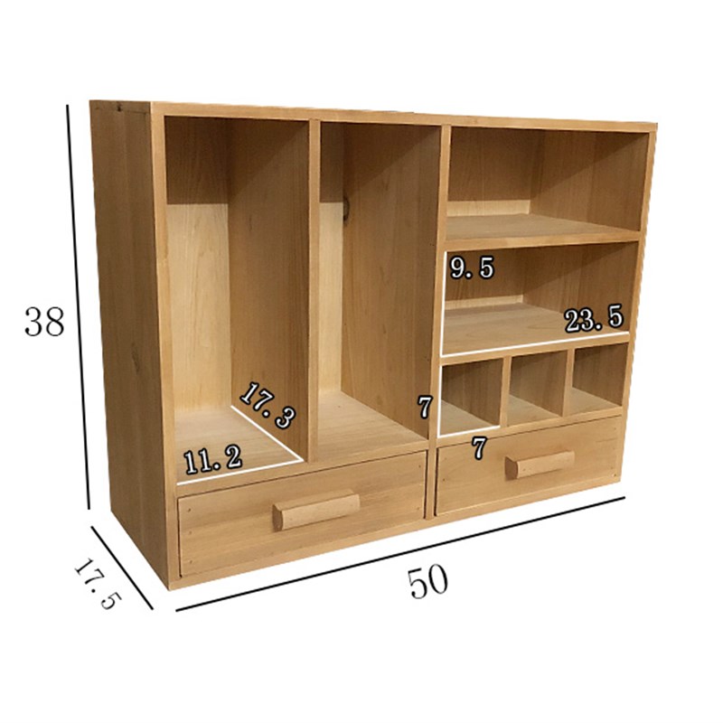 晴天杂货b铺小书架桌面办公实木分类复古书本文具整理收纳架带抽
