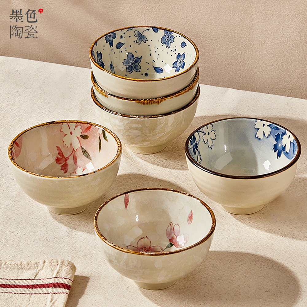 墨色日式2023新款吃饭碗u陶瓷家用米饭碗套装高级感餐具礼盒装小,餐饮具,碗,淘宝优惠券,粉丝福利购,淘宝优惠卷