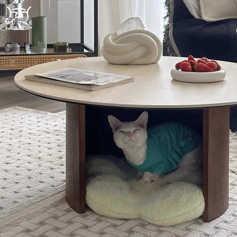 暮奢法式奶油风实木茶几意式极简胡桃色洞石岩板诧寂风圆形茶几,机械设备,其他机械设备,淘宝优惠券,粉丝福利购,淘宝优惠卷