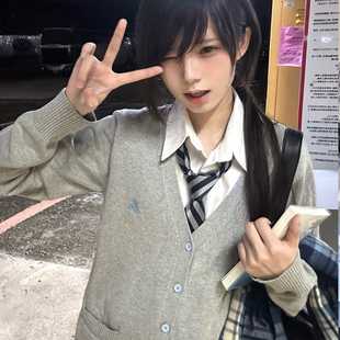 百搭女外套 刺绣开衫 恋冬 七号线原创秋冬日系jk制服学院风针织衫