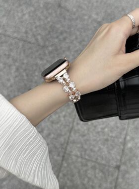 Getyrbd玫瑰金蝴蝶锆石表带AppleWatch金属适用苹果表带8910