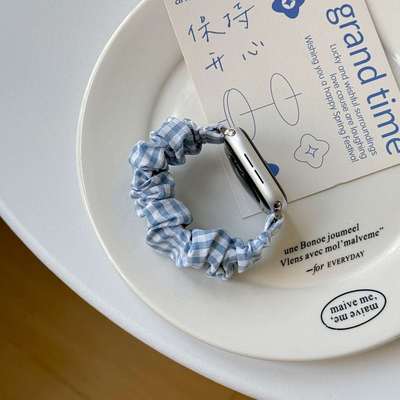 大肠发圈表带适用iWatchs10/9苹果s8华强北s9格子发圈s8765se腕带