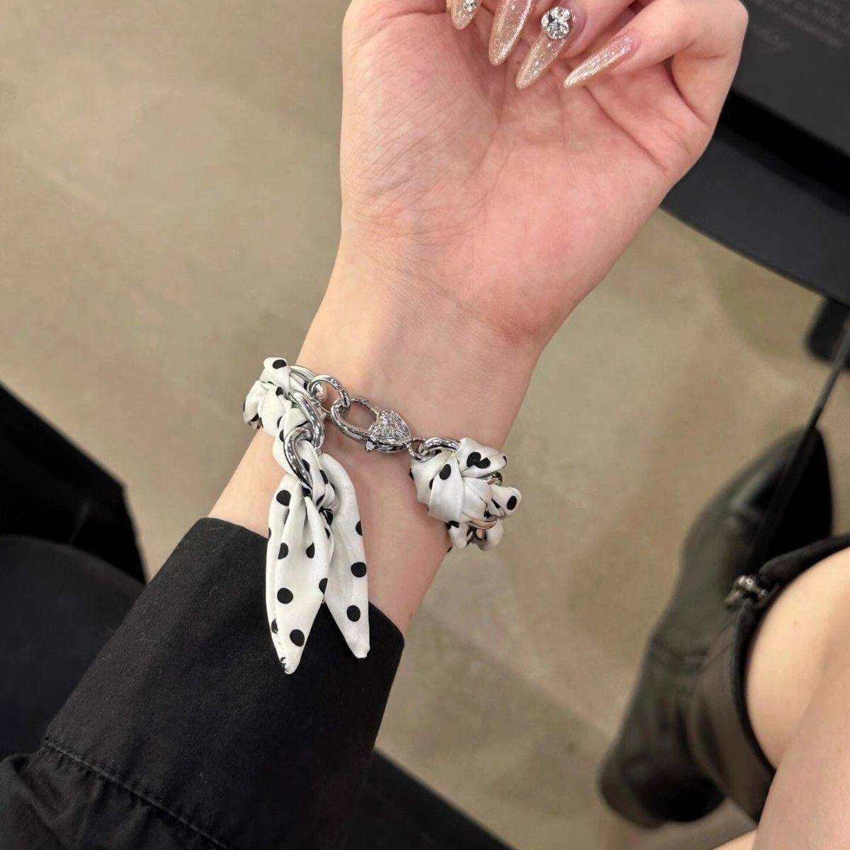 气质丝巾金属链条表带适用iwatch89夏Applewatch苹果手表表带7女6,手表,配件,淘宝优惠券,粉丝福利购,淘宝优惠卷