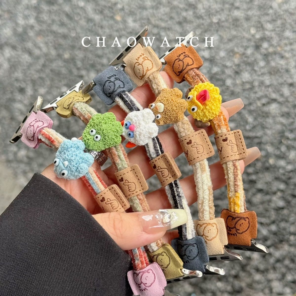 小怪兽灯芯绒发圈适用苹果手表表带s11代apple/iwatch10小米8910