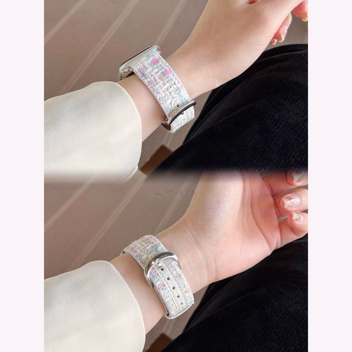 毛妮适用s11苹果iwatch10表带秋冬香风女编织皮个性s987654se潮流
