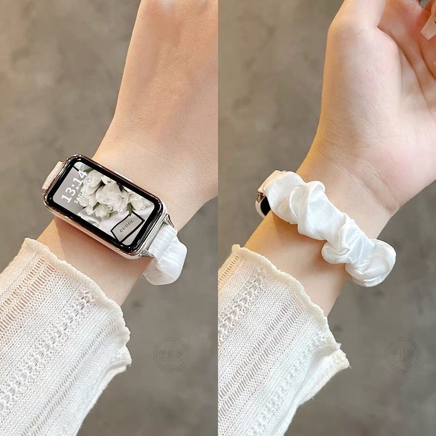 适用华为手环10/9表带8nfc版腕带新款格纹发圈华为fit4/3表链女款