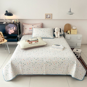 秋冬纯棉床盖单件夹棉绗缝全棉榻榻米床单四季通用三件套加厚防滑